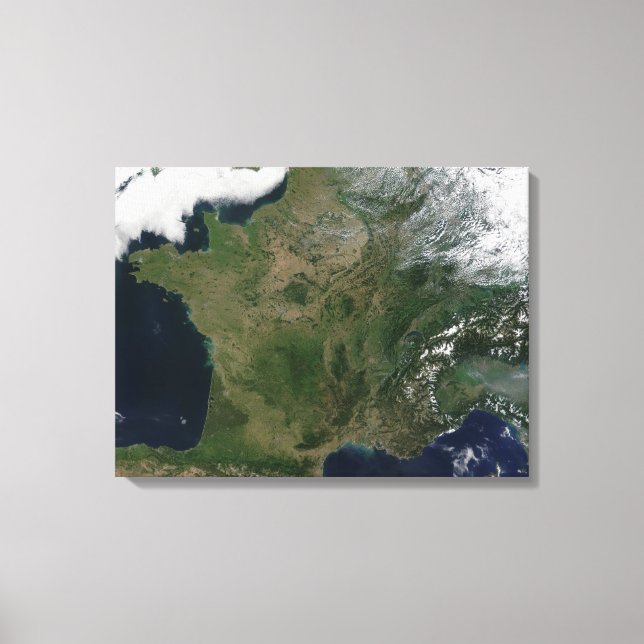Lienzo Vista satelital de Francia (Anverso)