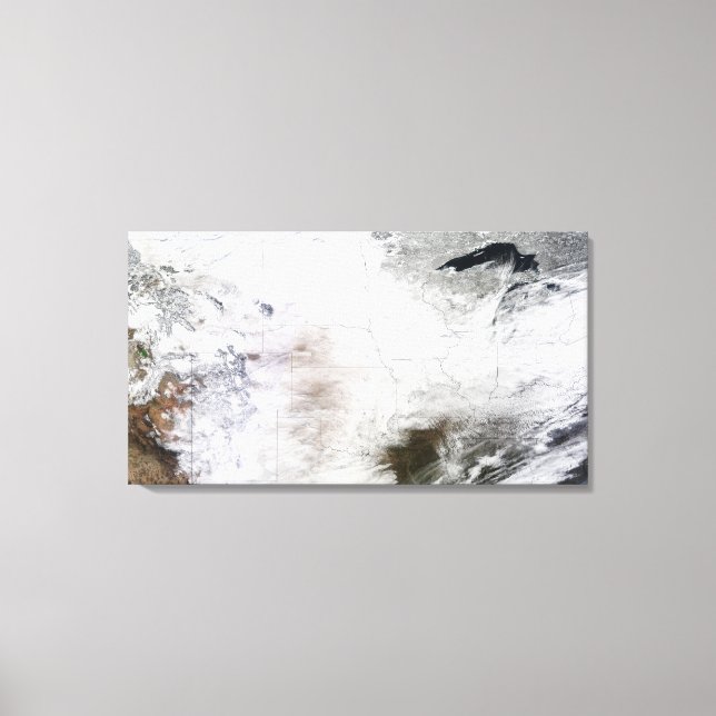 Lienzo Vista satelital de una enorme tormenta de invierno (Anverso)