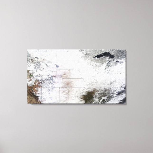 Lienzo Vista satelital de una enorme tormenta de invierno (Anverso)