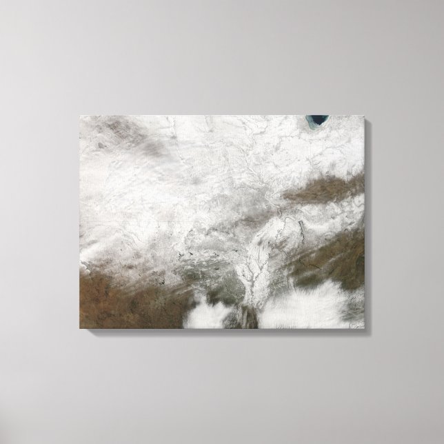 Lienzo Vista satelital de una severa tormenta de invierno (Anverso)