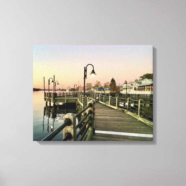 Lienzo Vista sur de Wilmington, paseo marítimo de NC (Anverso)