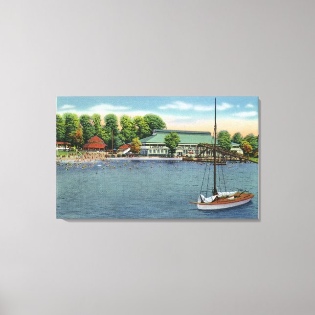 Lienzo Vistas a la playa y al pabellón de Midway Park (Anverso)