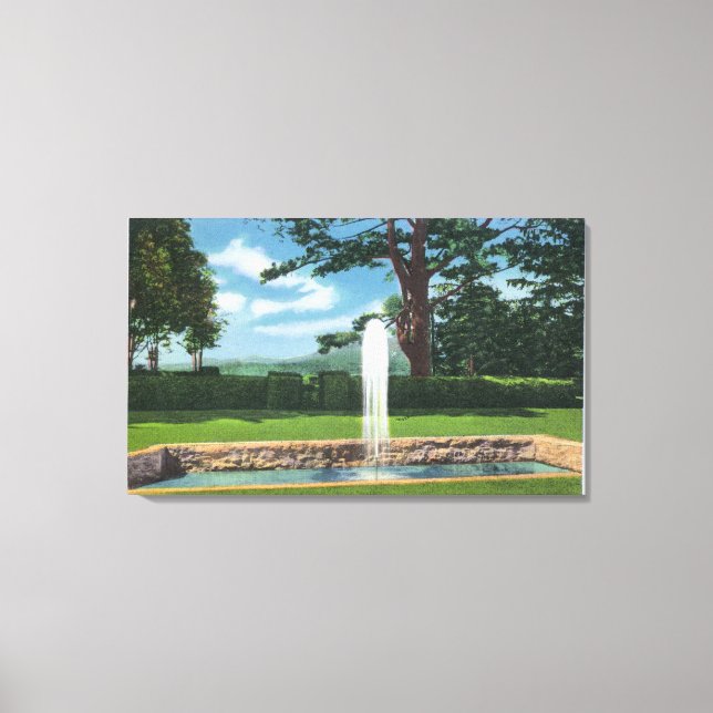 Lienzo Vistas a los jardines y a la fuente de Tanglewood (Anverso)