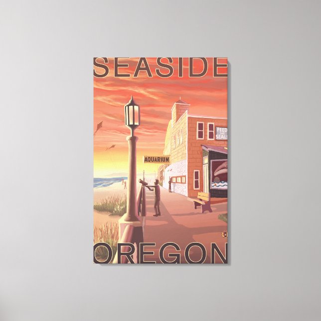 Lienzo Vistas al mar y al acuario de Oregon (Anverso)