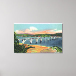 Lienzo Vistas al puente de la bahía de Alsea
