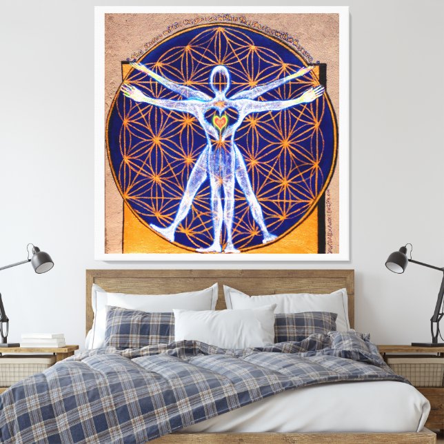 Lienzo Vitruvian Man, Flower of Life, Squaring Circle (Insitu(Dormitorio))