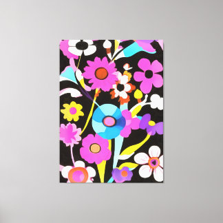 Lienzo Viva Magenta Resumen Flores de Primavera Retro Boh
