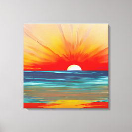 Lienzo Vivid Ocean Sunset en Naranja y azul