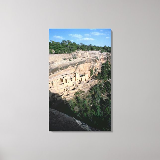 Lienzo Viviendas en el acantilado indio Pueblo (Anverso)