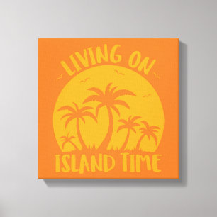 Lienzo Viviendo En Los Palmerales De La Isla Y El Atardec