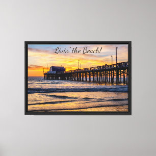 Lienzo Viviendo la Playa - Muelle de Balboa, Newport Beac
