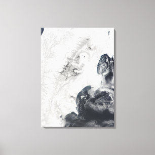 Lienzo Volcanes en península de Kamchatka central