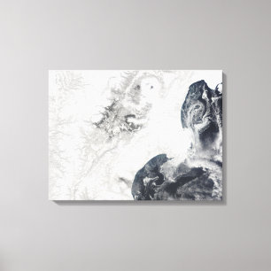 Lienzo Volcanes en península de Kamchatka central