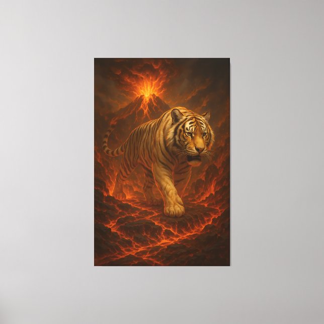Lienzo  Volcanic White Tiger | Inferno King of the Fire R (Anverso)