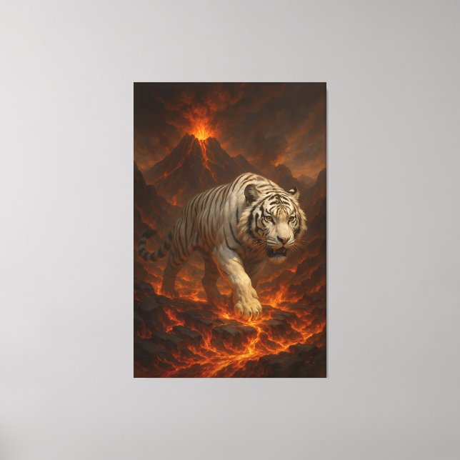 Lienzo  Volcanic White Tiger | Inferno King of the Fire R (Anverso)
