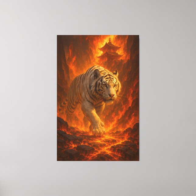 Lienzo  Volcanic White Tiger | Inferno King of the Fire R (Anverso)