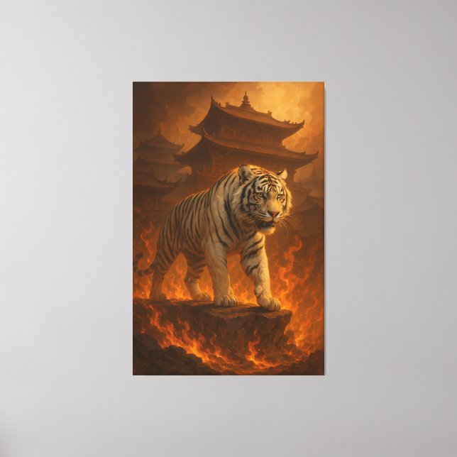 Lienzo Volcanic White Tiger | Inferno King of the Fire Re (Anverso)