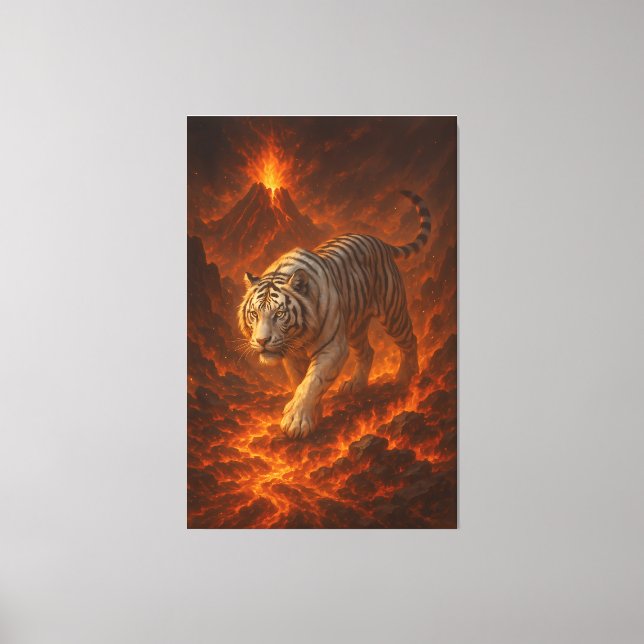 Lienzo Volcanic White Tiger | Inferno King of the Fire Re (Anverso)
