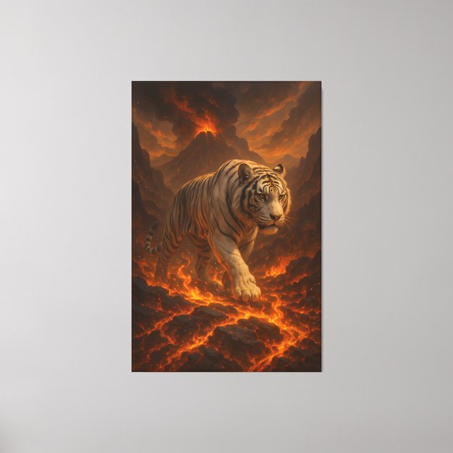 Lienzo Volcanic White Tiger | Inferno King of the Fire Re (Anverso)