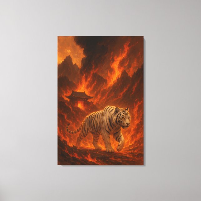 Lienzo Volcanic White Tiger | Inferno King of the Fire Re (Anverso)