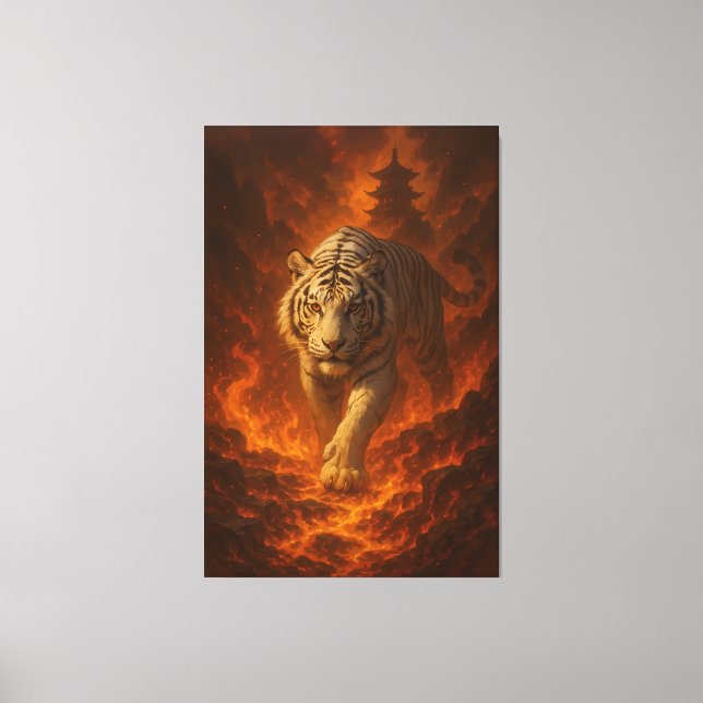 Lienzo Volcanic White Tiger Premium Wall Art – Fine Art C (Anverso)