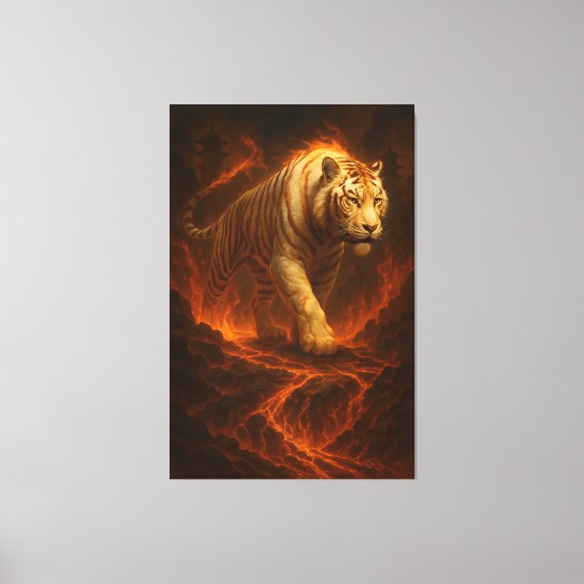 Lienzo Volcanic White Tiger Premium Wall Art – Fine Art C (Anverso)