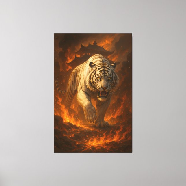 Lienzo Volcanic White Tiger Premium Wall Art – Fine Art C (Anverso)