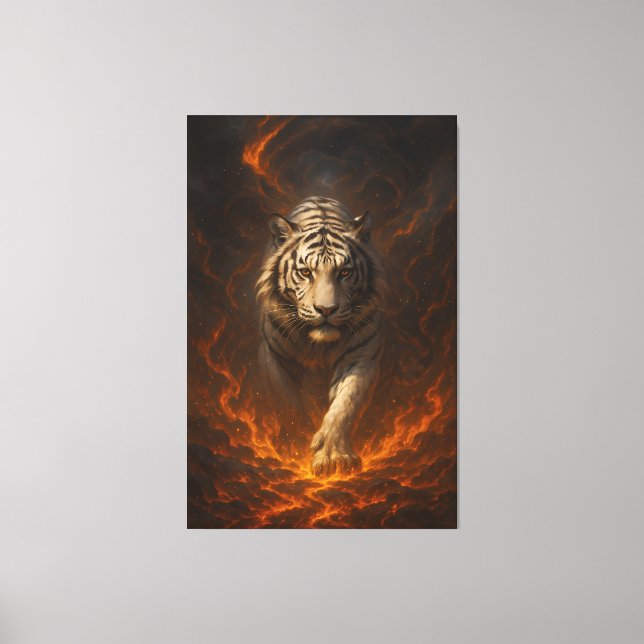 Lienzo Volcanic White Tiger Premium Wall Art – Fine Art C (Anverso)