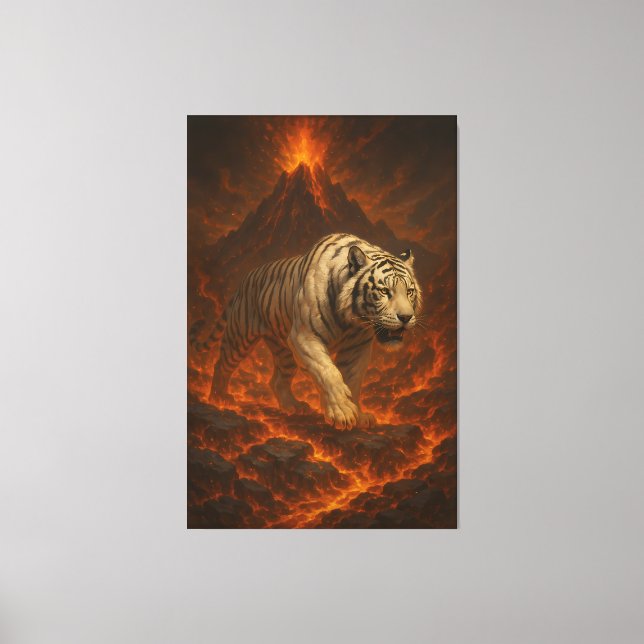 Lienzo Volcanic White Tiger Premium Wall Art – Fine Art C (Anverso)