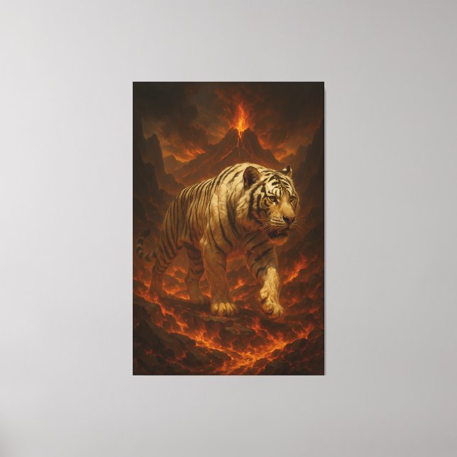 Lienzo Volcanic White Tiger Premium Wall Art – Fine Art C (Anverso)