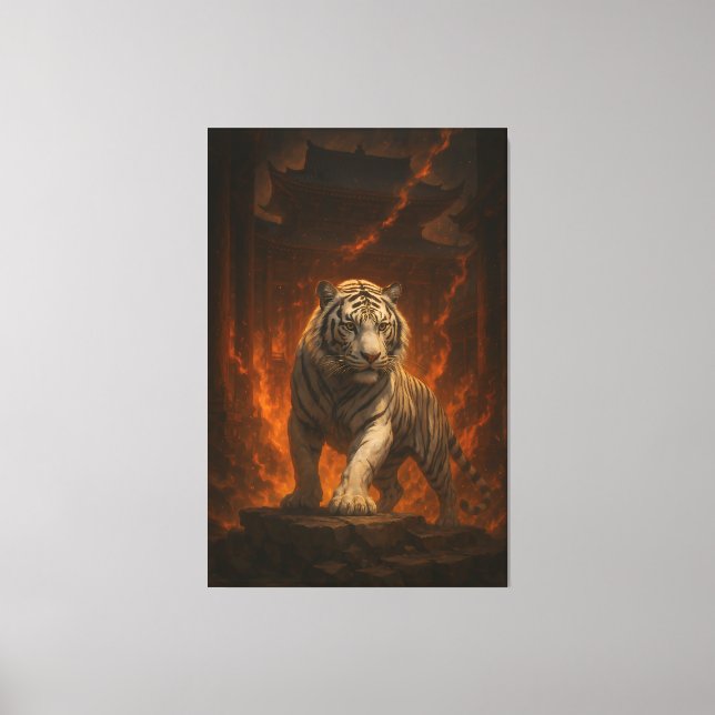 Lienzo Volcanic White Tiger Premium Wall Art – Fine Art C (Anverso)