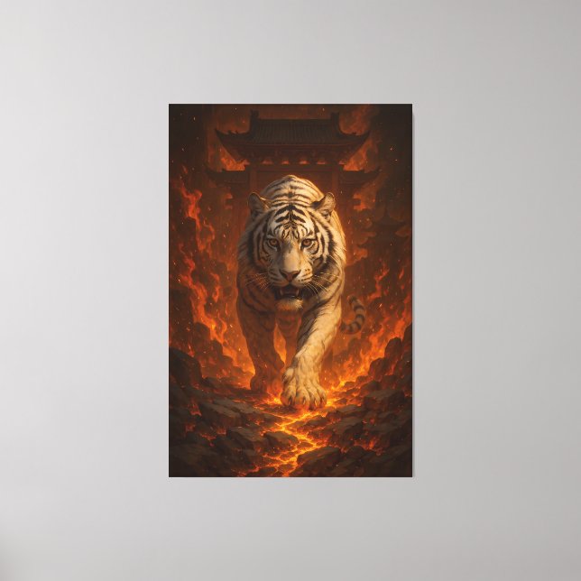 Lienzo Volcanic White Tiger Premium Wall Art – Fine Art C (Anverso)