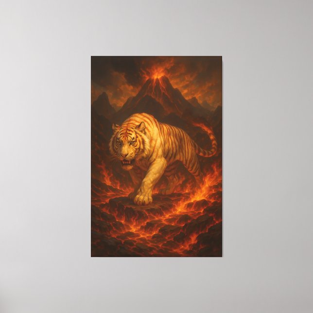 Lienzo Volcanic White Tiger Premium Wall Art – Fine Art C (Anverso)