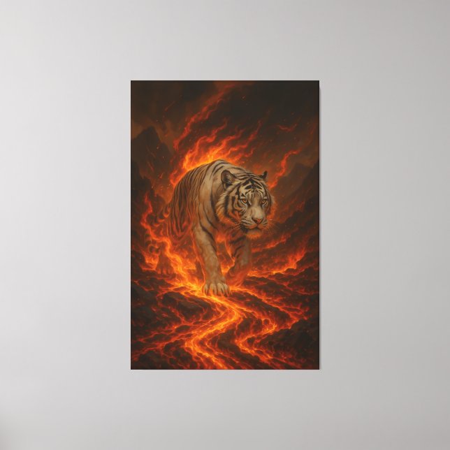 Lienzo Volcanic White Tiger Premium Wall Art – Fine Art C (Anverso)
