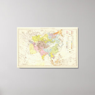 Lienzo Volkerkarte von Asien - Mapa de Asia