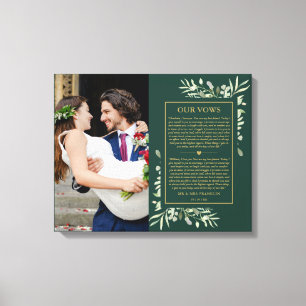 Lienzo Votos de boda Esmeralda y Verde dorado Foto 