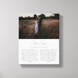 Lienzo Votos Matrimoniales con Foto en Letra Minimalista