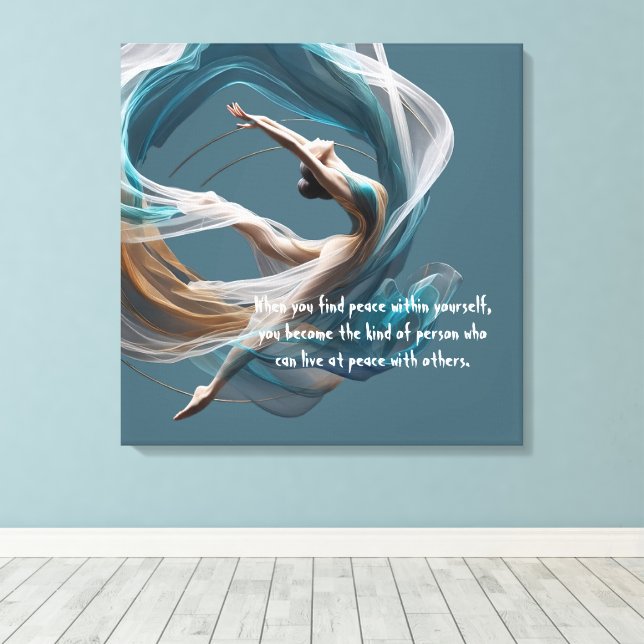 Lienzo Vuelo aéreo Aire Yoga Instructor Pilates Fitness (Insitu (piso de madera))