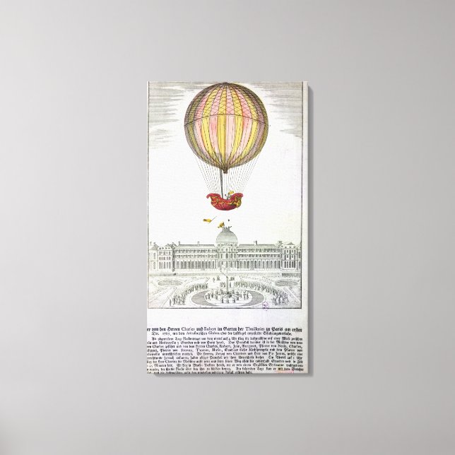 Lienzo Vuelo de Jacques Charles y Nicholas Robert (Anverso)