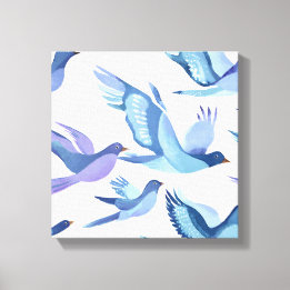 Lienzo Vuelo de pájaro azul | Pintura moderna de acuarela