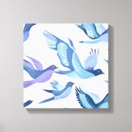 Lienzo Vuelo de pájaro azul | Pintura moderna de acuarela