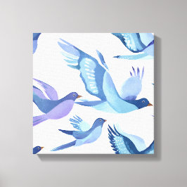 Lienzo Vuelo de pájaro azul | Pintura moderna de acuarela