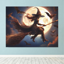 Vuelo en la luna de bruja de Halloween Steampunk