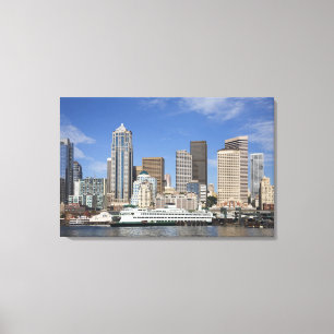 Lienzo WA, Seattle, horizonte de Seattle con ferry