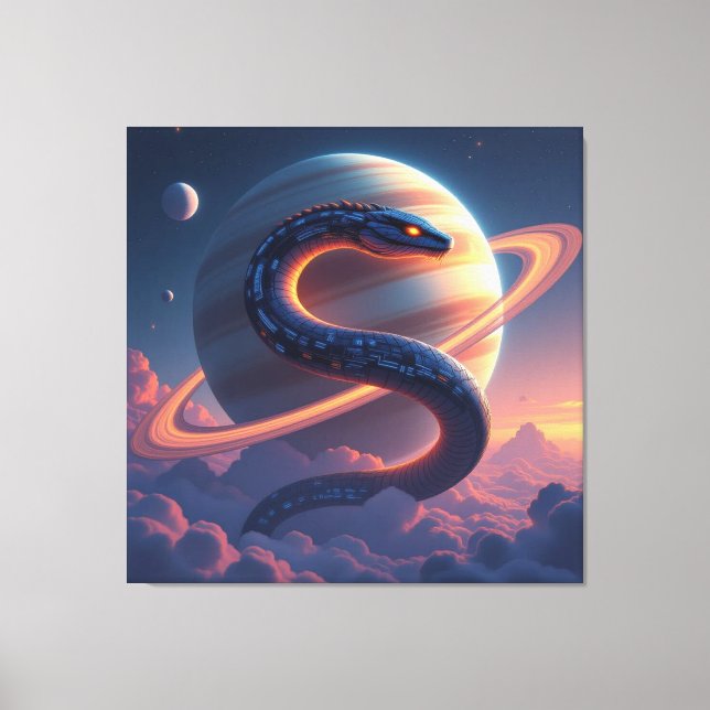 Lienzo Wächter des Saturn – Die kosmische Schlange (Anverso)