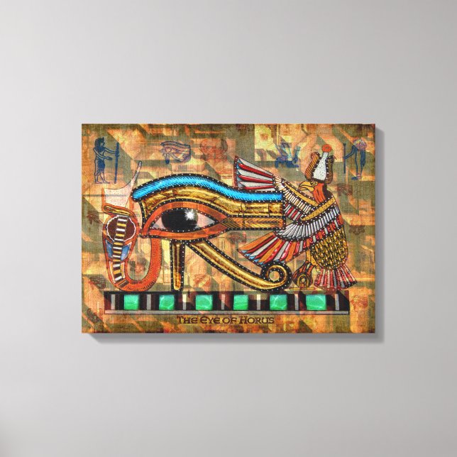 Lienzo Wadjet - Ojo de Horus en papel falso Papiro (Anverso)