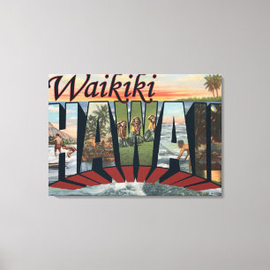 Lienzo Waikiki, Hawaii - Escenas de letras grandes