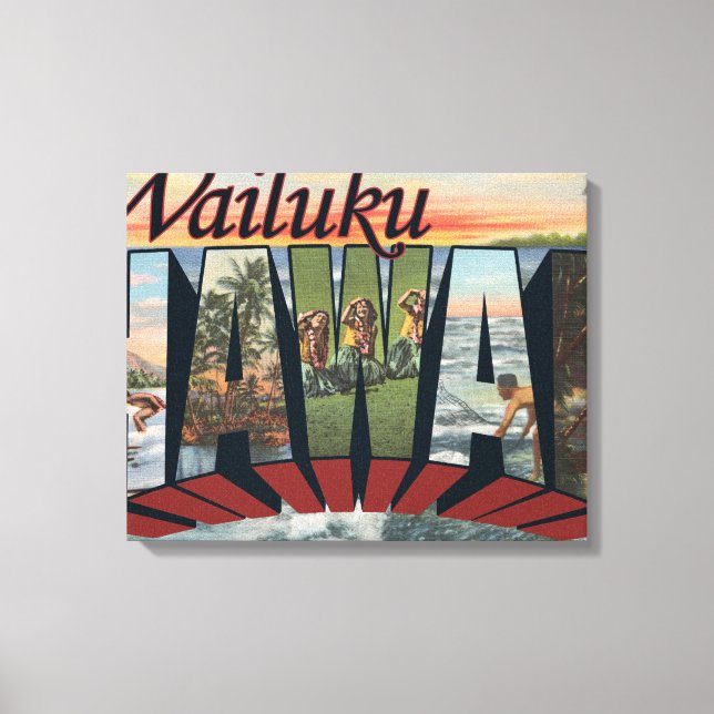 Lienzo Wailuki, Hawaii - Escenas de letras grandes (Anverso)