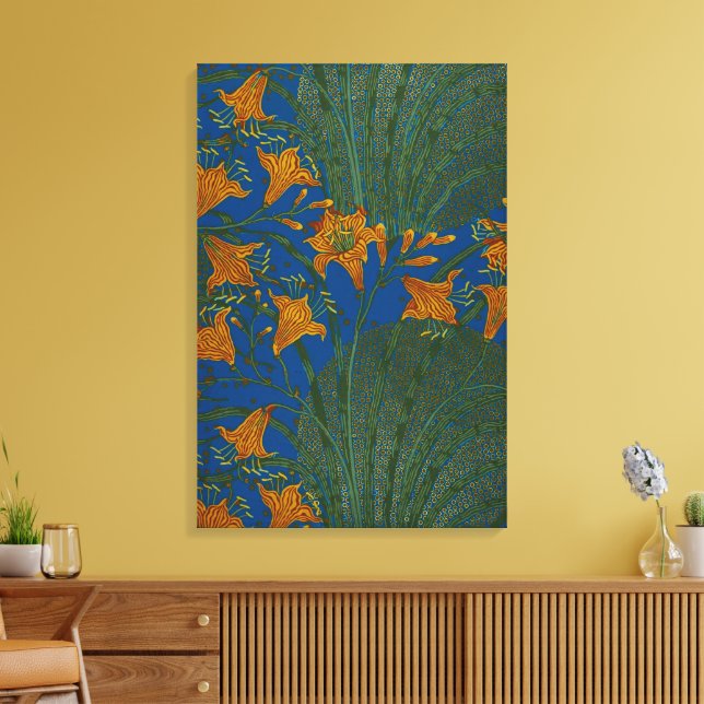 Lienzo Walter Crane Day Lily Floral Wallpaper Design (Insitu (Sala de estar))