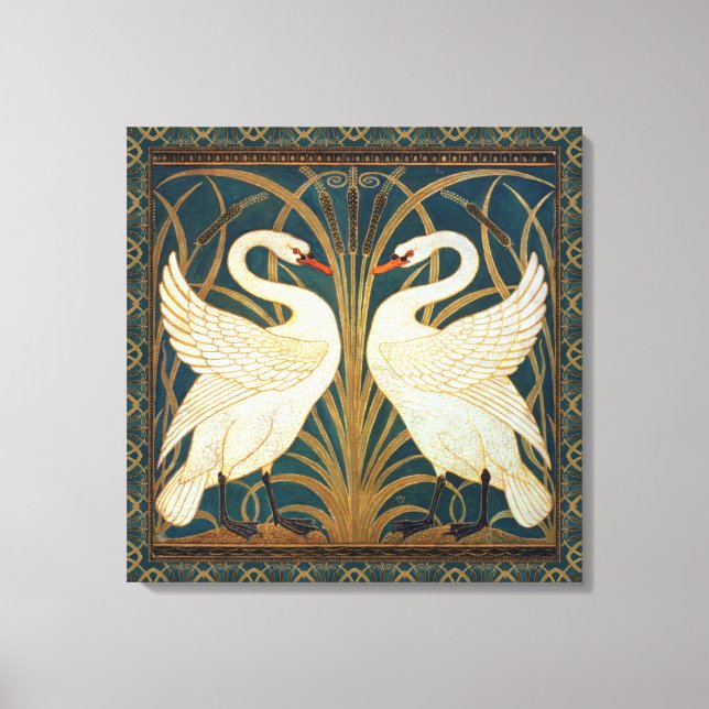 Lienzo Walter Crane Swan, Rush E Iris Art Nouveau (Anverso)